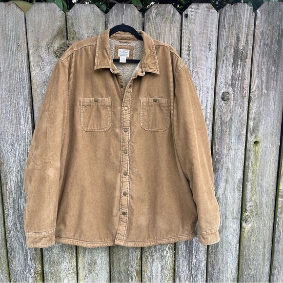 L.L. BeanMen's 1912 Heritage Sherpa Lined Corduroy Shirt Jacket Walnut2XLT